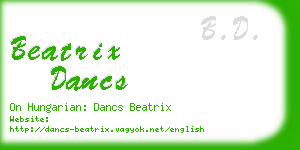 beatrix dancs business card